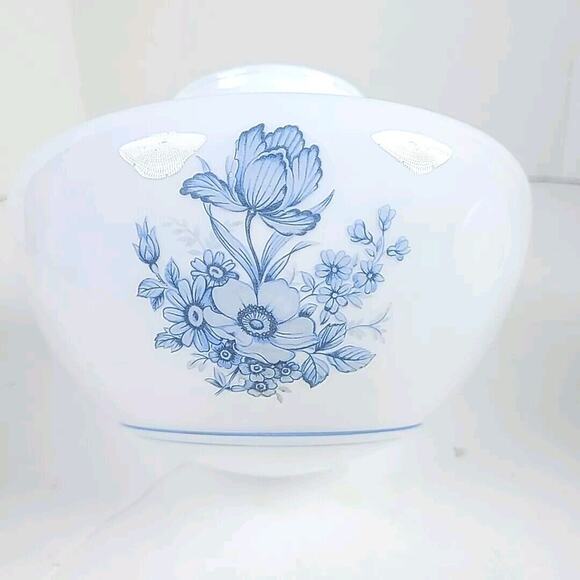 COPY - Vintage Round White Milk Glass Globe Ceiling Light Shade Blue Floral 3” … - Picture 1 of 9